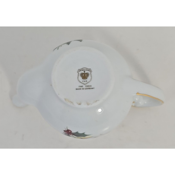 Golden Crown E& R Germany 3 1/2 in Mini Birthday Teapot White Floral December - Picture 7 of 9